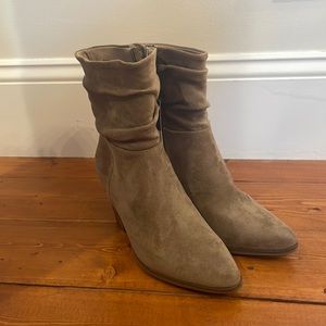 Mid calf booties. Taupe, size 8. Brand new, never worn.